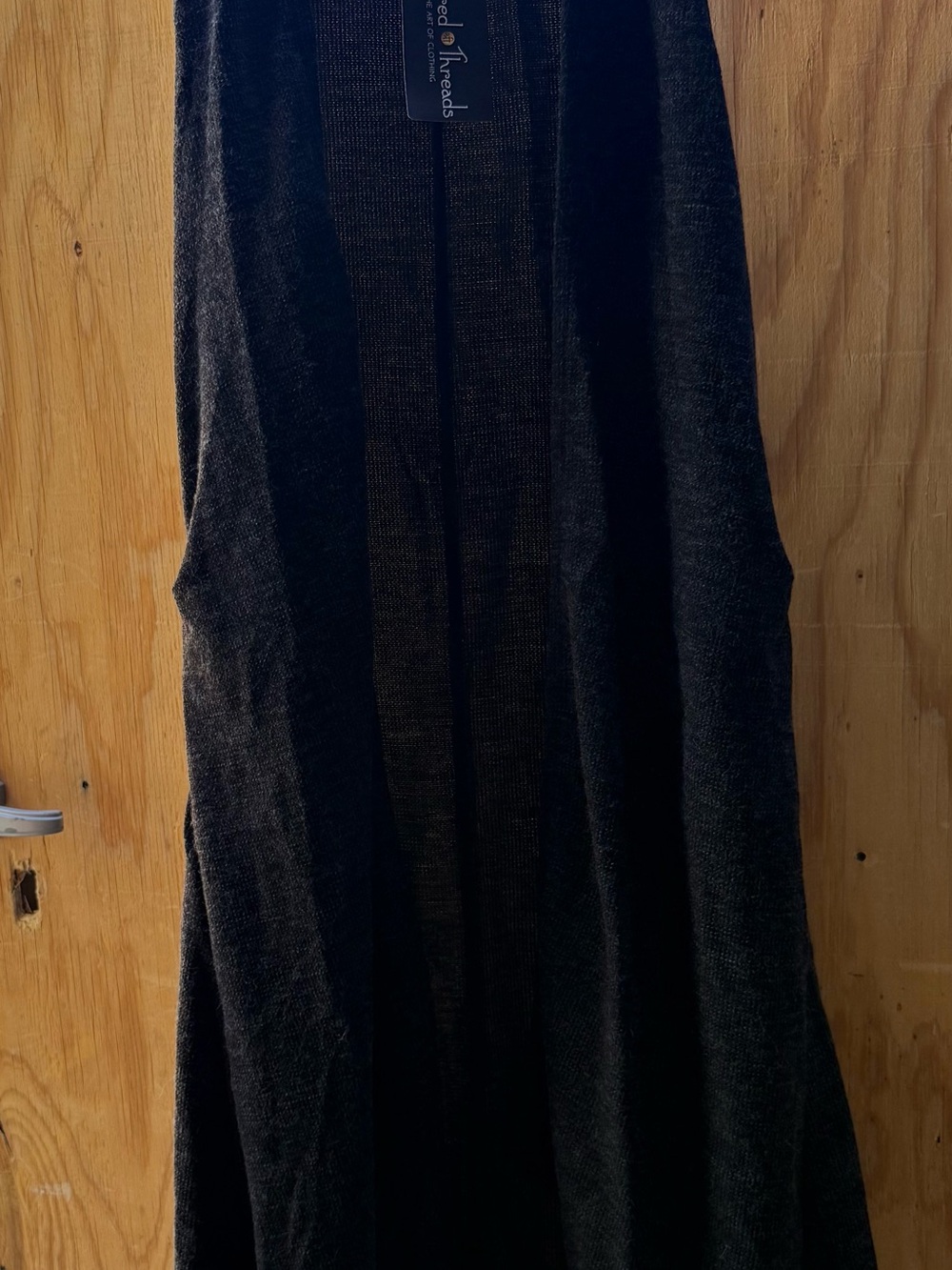 Sacred Threads Long Grey Knit Vest Duster Cardigan Pockets OS NWT